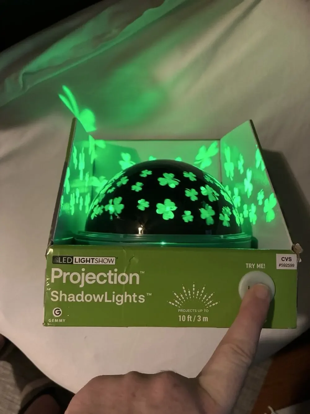 LED Lightshow Projection ShadowLights Rotating LED Dome Shamrocks - Green